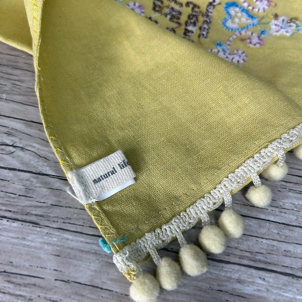 Natural Life Linen Tea Dish Towel Embroidered Boho Trust In The Lord Proverbs